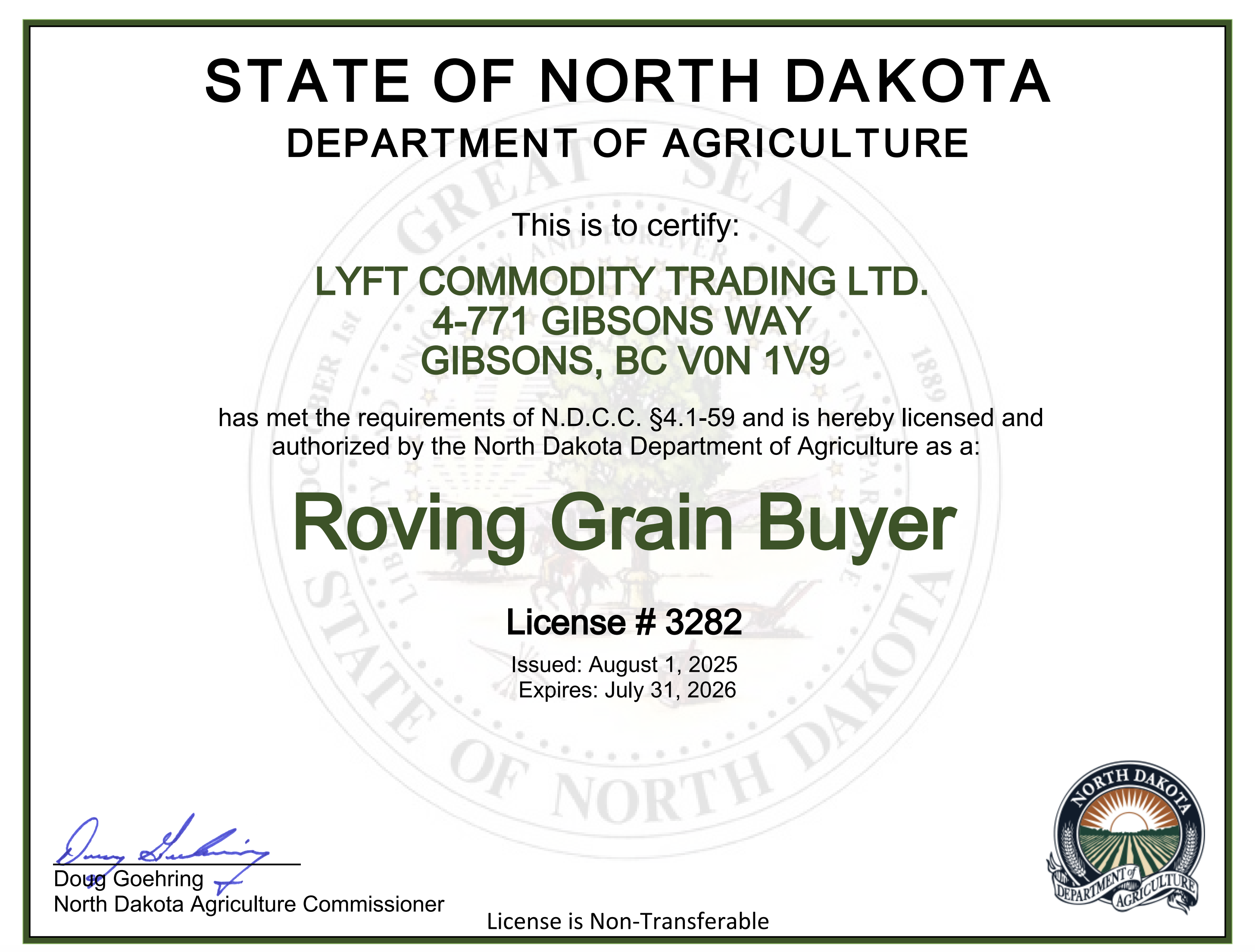 Certificate of Conformity